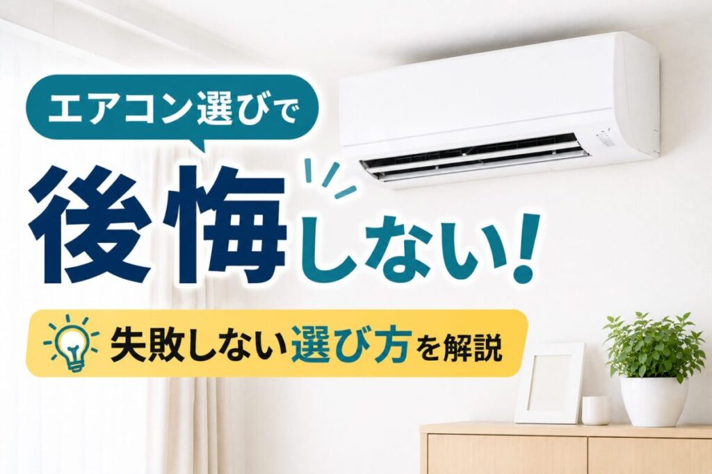 エアコン選びで後悔しないための選び方を解説するサムネイル画像
