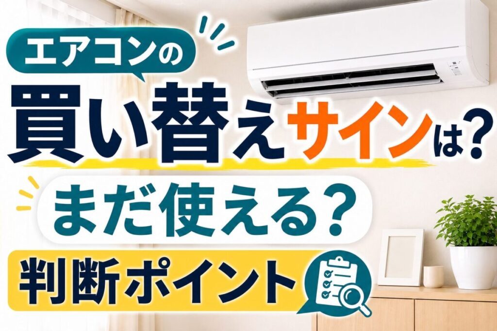 エアコンの買い替えサインと、まだ使えるか迷ったときの判断ポイントを解説するアイキャッチ画像